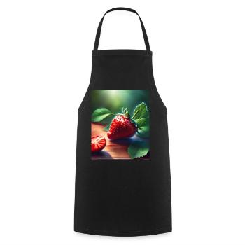 Rote saftige Erdbeere - Kochschürze - Schwarz - Vorne - AI Model Male 185 dark (185cm)