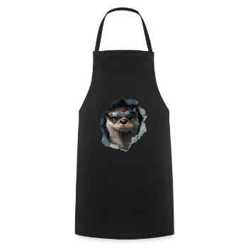 Funny Otter Otter Lover Cute Otter Zoo - Cooking Apron - black - Front - AI Model Male 185 dark (185cm)