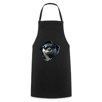 Funny Otter Otter Lover Cute Otter Zoo - Cooking Apron - black - Front - AI Model Male 185 dark (185cm)