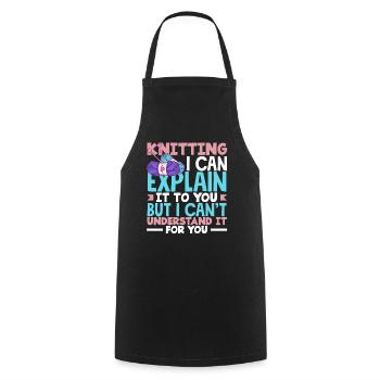 Knitting I can explain it but I can't understand it - Cooking Apron - black - Front - AI Model Male 185 dark (185cm)