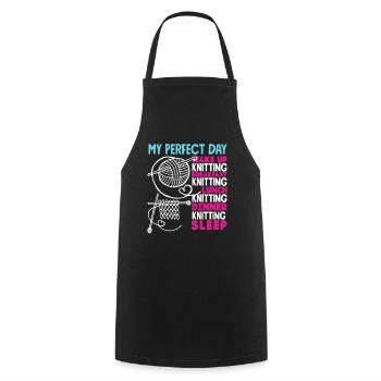 Tricoter ma journée parfaite - Tablier de cuisine - noir - Devant - AI Model Male 185 dark (185cm)