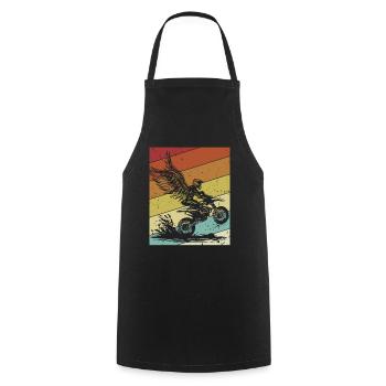 Retro Racing Supermoto Motorcycle Riders Motocross - Cooking Apron - black - Front - AI Model Male 185 dark (185cm)