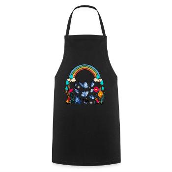 arc-en-ciel, papillons, nature, fleurs, insecte - Tablier de cuisine - noir - Devant - AI Model Male 185 dark (185cm)