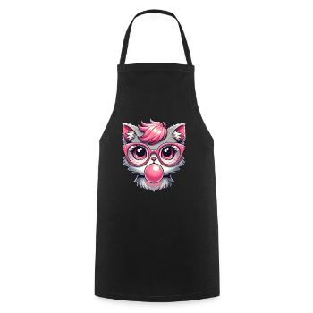 Chat à lunettes, chaton, chewing-gum, kawaii - Tablier de cuisine - noir - Devant - AI Model Male 185 dark (185cm)