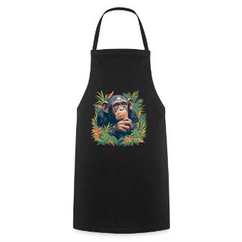 Chimpanzee Schimpansen Schimpanse - Kochschürze - Schwarz - Vorne - AI Model Male 185 dark (185cm)
