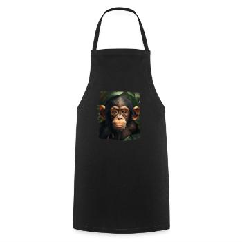 Chimpanzee Schimpansen Schimpanse - Kochschürze - Schwarz - Vorne - AI Model Male 185 dark (185cm)