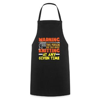 Avertissement : Tricoter cette personne parle - Tablier de cuisine - noir - Devant - AI Model Male 185 dark (185cm)