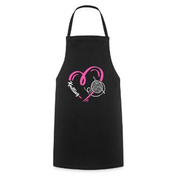 Conception de coeur de tricot pour les amoureux - Tablier de cuisine - noir - Devant - AI Model Male 185 dark (185cm)