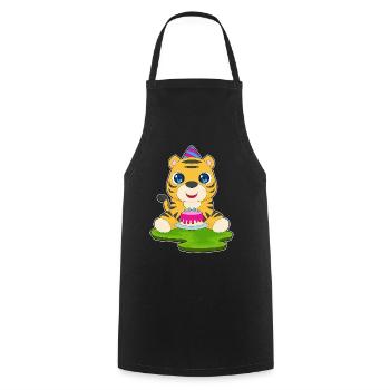 Gâteau d’anniversaire Tiger - Tablier de cuisine - noir - Devant - AI Model Male 185 dark (185cm)