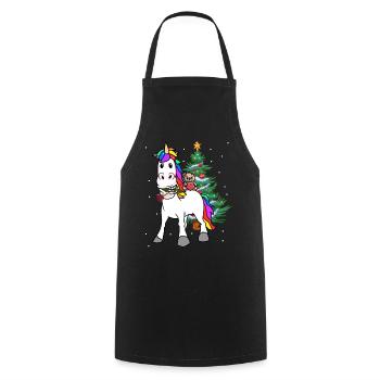 Licorne Noël Noël - Tablier de cuisine - noir - Devant - AI Model Male 185 dark (185cm)