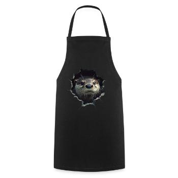 Funny Otter Otter Lover Cute Otter Zoo - Cooking Apron - black - Front - AI Model Male 185 dark (185cm)