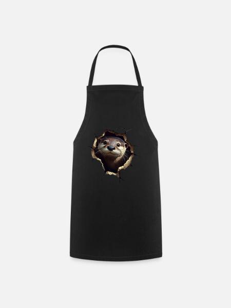 Drôle Loutre Loutre Amoureux Mignon Loutre Zoo - Tablier de cuisine - noir