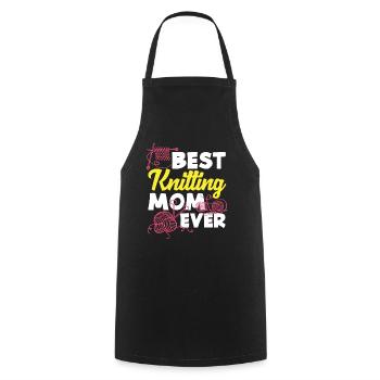 Best Knitting Mom Ever - Cooking Apron - black - Front - AI Model Male 185 dark (185cm)