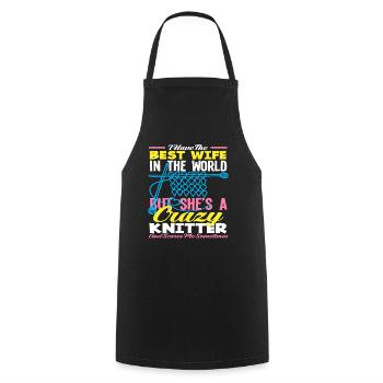 Best woman in the world knitting crazy - Cooking Apron - black - Front - AI Model Male 185 dark (185cm)