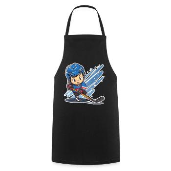 Eishockeyspieler Comic Look - Kochschürze - Schwarz - Vorne - AI Model Male 185 dark (185cm)