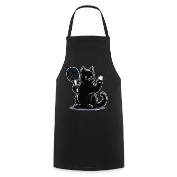 Tennis de table chat ping-pong chat noir Tenue de papa - Tablier de cuisine - noir - Devant - AI Model Male 185 dark (185cm)