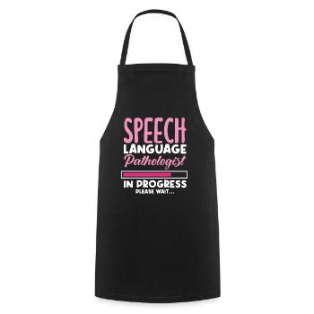 Speech therapist in training please wait Progress - Cooking Apron - black - Front - AI Model Male 185 dark (185cm)
