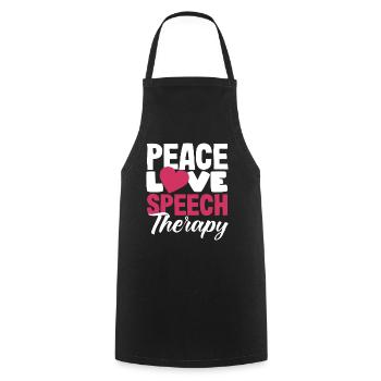Peace Love Speech Therapist Design - Cooking Apron - black - Front - AI Model Male 185 dark (185cm)