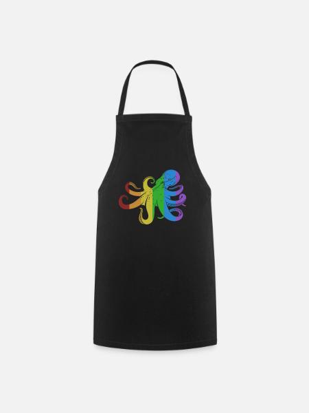 Oktopus LGBT Regenbogen Oktopoden Octopoda - Kochschürze - Schwarz