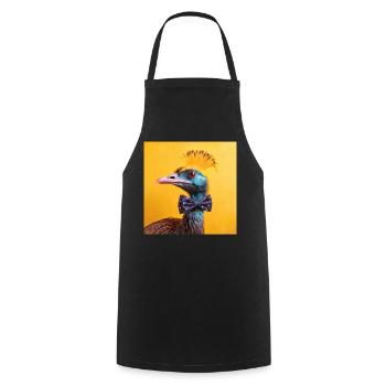 Blue Bird with Bow Tie - Cooking Apron - black - Front - AI Model Male 185 dark (185cm)