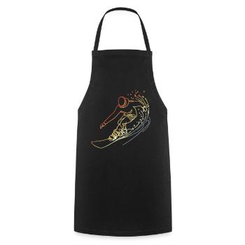 Vintage Snowboarder Sketch - Cooking Apron - black - Front - AI Model Male 185 dark (185cm)