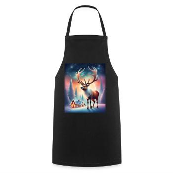 Santa Claus village reindeer - Cooking Apron - black - Front - AI Model Male 185 dark (185cm)