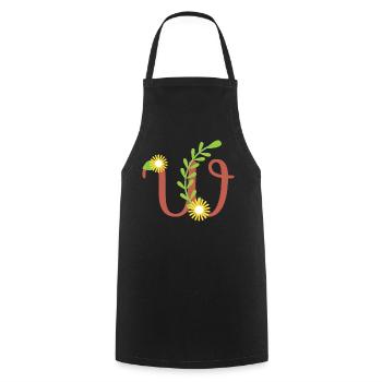 Eleganter Buchstabe 'W' mit Blumen - Kochschürze - Schwarz - Vorne - AI Model Male 185 dark (185cm)