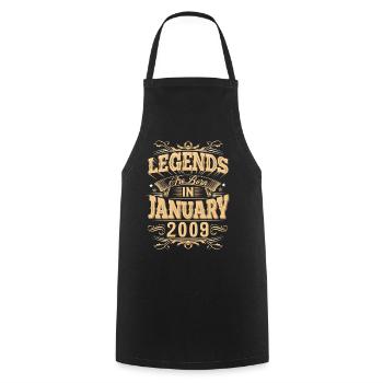 January 2009 Birthday Legend - Cooking Apron - black - Front - AI Model Male 185 dark (185cm)