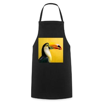 Toucan oiseau sur fond jaune tropical couleurs - Tablier de cuisine - noir - Devant - AI Model Male 185 dark (185cm)
