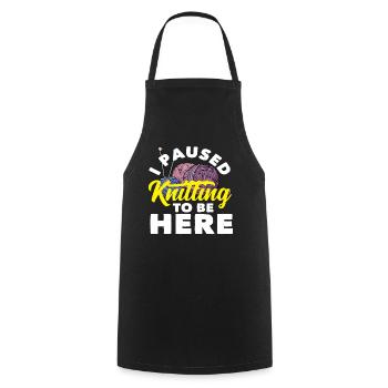 I've paused knitting to be here - Cooking Apron - black - Front - AI Model Male 185 dark (185cm)