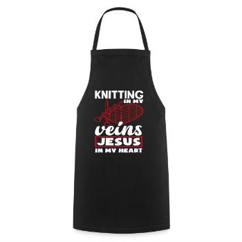 Knitting In My Veins Jesus In My Heart - Cooking Apron - black - Front - AI Model Male 185 dark (185cm)