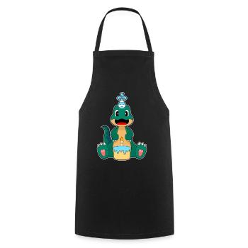 Gâteau d’anniversaire dinosaure - Tablier de cuisine - noir - Devant - AI Model Male 185 dark (185cm)
