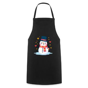 Süßer Schneemann mit Zylinder Festliche Weihnachtsstimmung - Kochschürze - Schwarz - Vorne - AI Model Male 185 dark (185cm)
