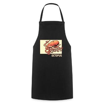 Octopus Doodle Chinese Hanzi Octopodes Octopoda - Cooking Apron - black - Front - AI Model Male 185 dark (185cm)