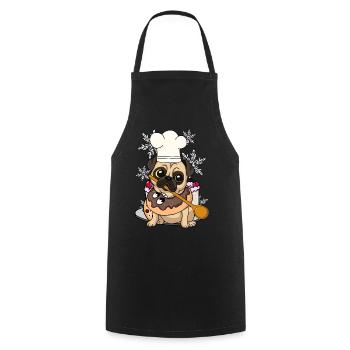 Pug Christmas Dog Dog Christmas Xmas - Cooking Apron - black - Front - AI Model Male 185 dark (185cm)