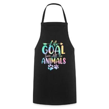 Objectif de vie Sauver tous les animaux Tie Dye Animal - Tablier de cuisine - noir - Devant - AI Model Male 185 dark (185cm)
