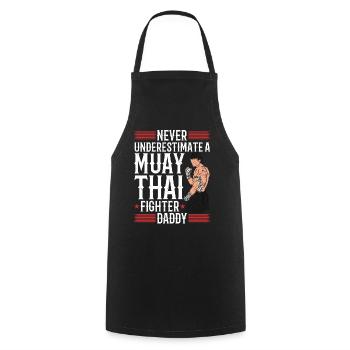 Combattant de Muay Thai Papa Combattant de Muay Thai - Tablier de cuisine - noir - Devant - AI Model Male 185 dark (185cm)