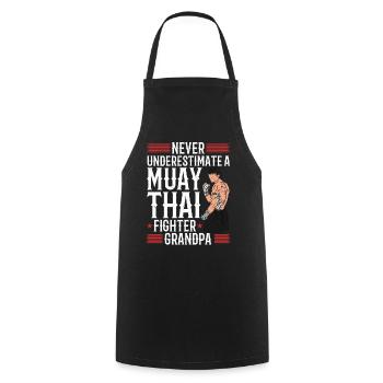 Combattant de Muay Thai Grand-père Combattant de Muay Thai - Tablier de cuisine - noir - Devant - AI Model Male 185 dark (185cm)
