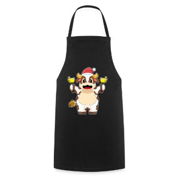 Kuh Weihnachten Weihnachtsglocken - Kochschürze - Schwarz - Vorne - AI Model Male 185 dark (185cm)