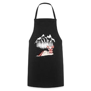 Ski Slope Piglet Sow Winter Sports Skiers Switzerland - Cooking Apron - black - Front - AI Model Male 185 dark (185cm)