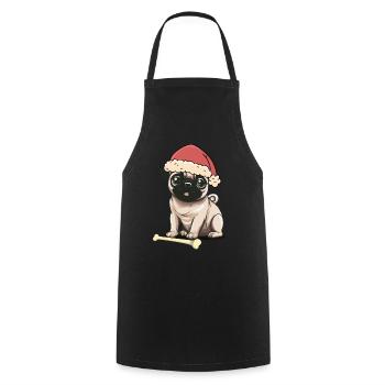Mops Hunde Hund Nikolaus Weihnachtsmann Santa - Kochschürze - Schwarz - Vorne - AI Model Male 185 dark (185cm)
