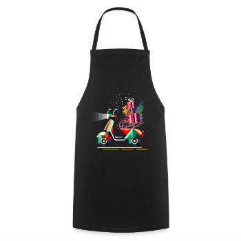 Christmas scooter with gifts for Christmas - Cooking Apron - black - Front - AI Model Male 185 dark (185cm)