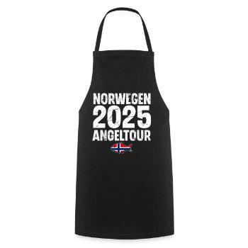 Norwegen Angeltour 2025 - Kochschürze - Schwarz - Vorne - AI Model Male 185 dark (185cm)
