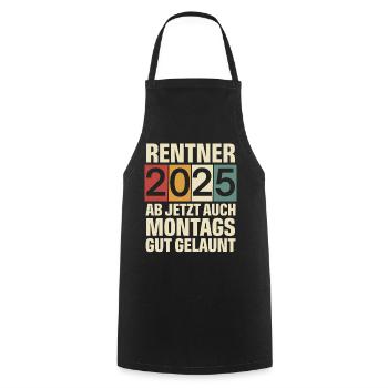 Rentner 2025 - Kochschürze - Schwarz - Vorne - AI Model Male 185 dark (185cm)