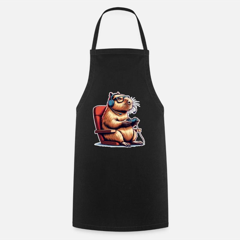 Capybara Gaming Nerd - Kochschürze - Schwarz