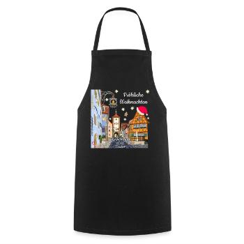 Rothenburg ob der Tauber, Joyeux Noël - Tablier de cuisine - noir - Devant - AI Model Male 185 dark (185cm)