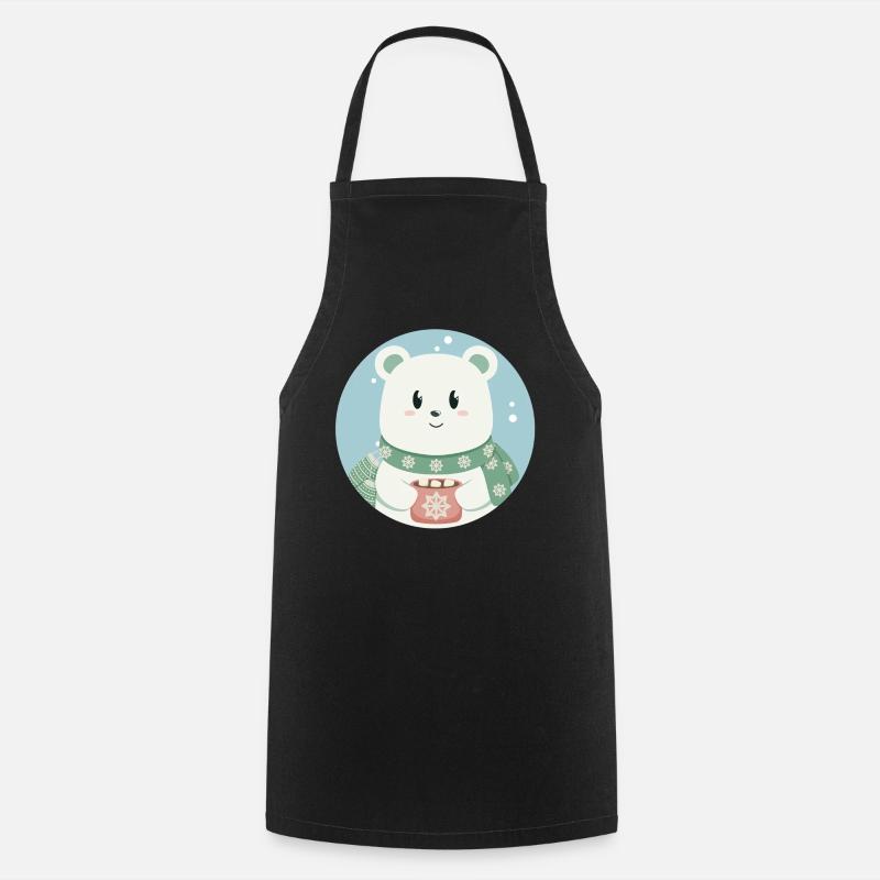 Ours polaire mignon dans l’ de Noël - Tablier de cuisine - noir