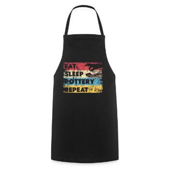 Pottery Ceramics Artist Retro - Cooking Apron - black - Front - AI Model Male 185 dark (185cm)