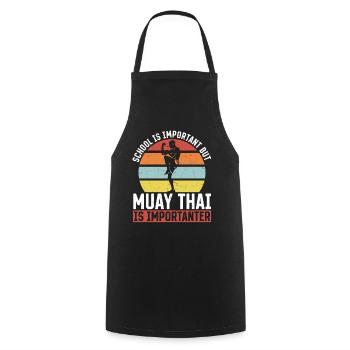 L’école est importante mais Muay Thai Kids Muay Thai F - Tablier de cuisine - noir - Devant - AI Model Male 185 dark (185cm)