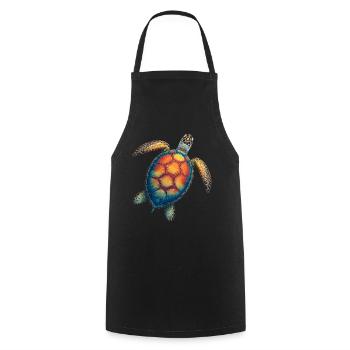 Amoureux des tortues de mer Motif safari animalier - Tablier de cuisine - noir - Devant - AI Model Male 185 dark (185cm)
